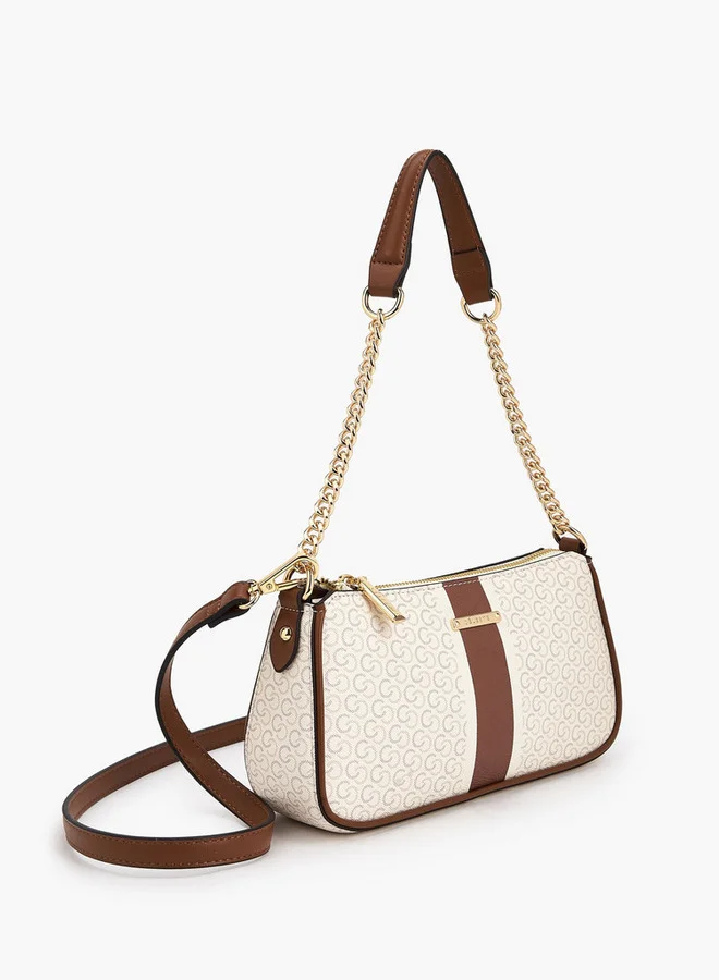 سيليست Monogram Print Shoulder Bag With Zip Closure